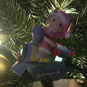 Precious Moments Train Ornament Lights Up in Tree